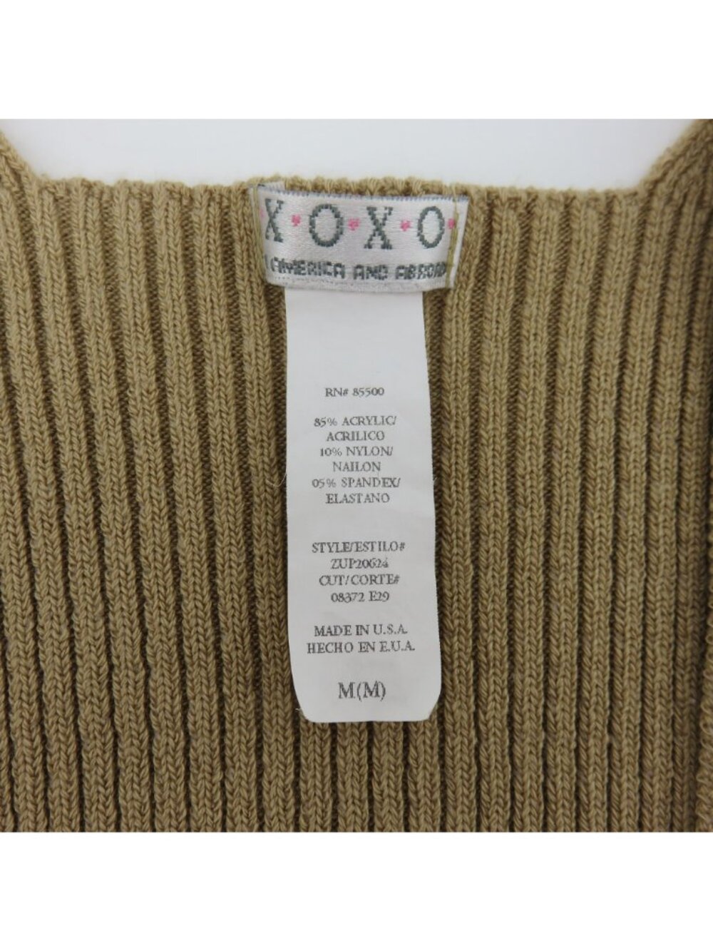 XOXO Juniors Medium M Tan Brown V Neck Ribbed Stretch Tank Top Sweater Y2K 2000s - Picture 6 of 9